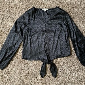 Vine & Love long sleeve black tie blouse